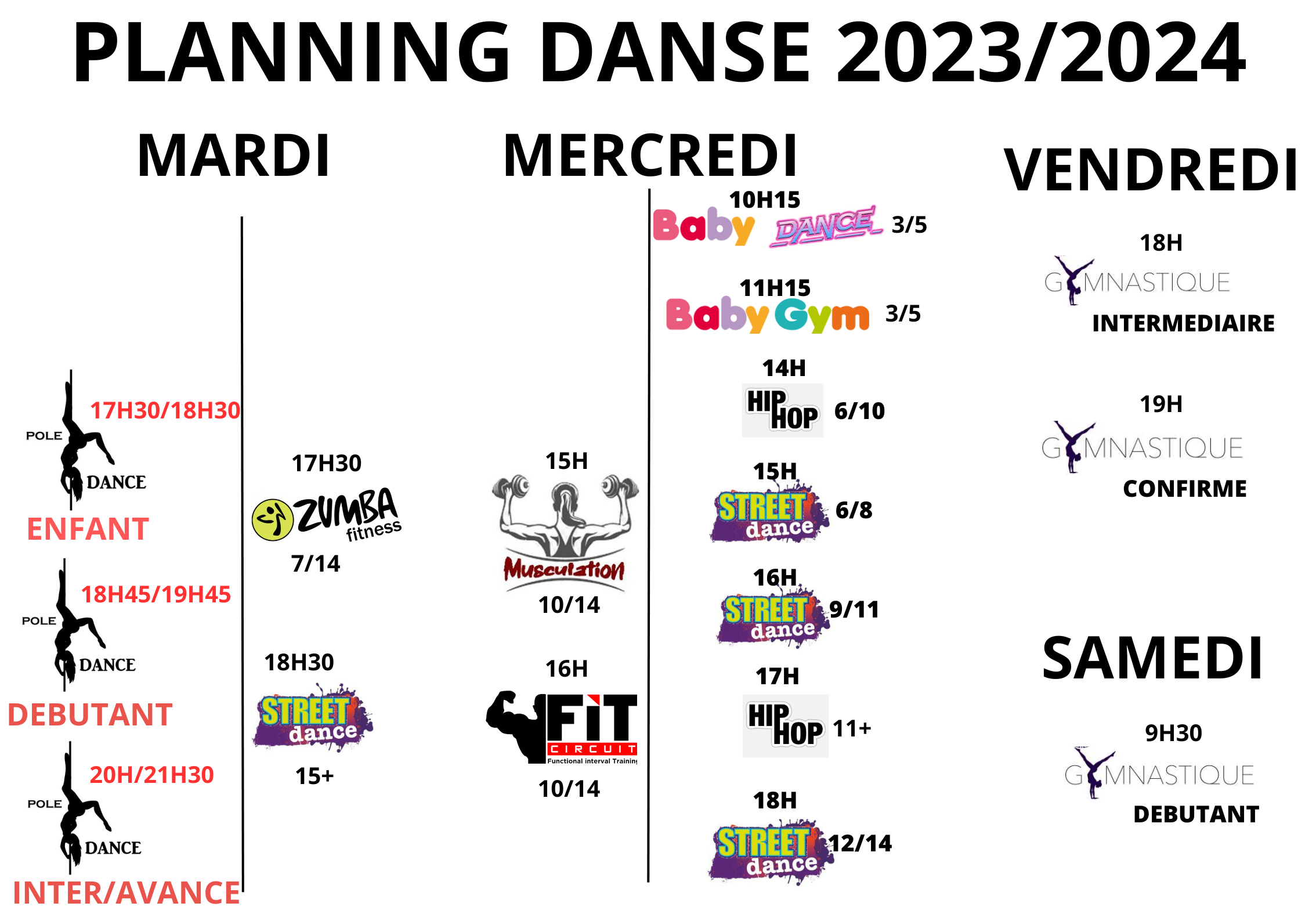 Planing Danse 2023 2024